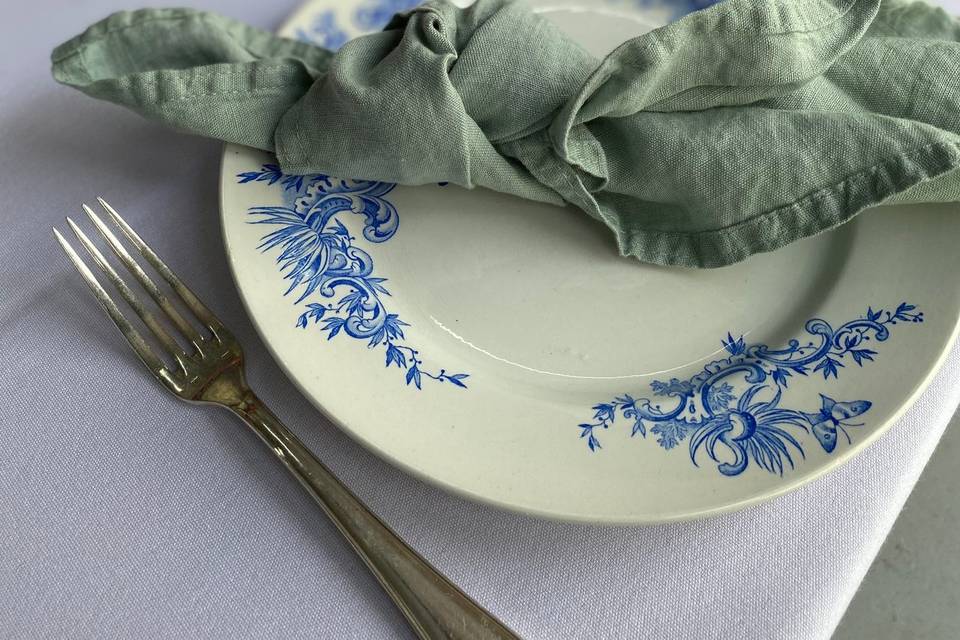 Assiette vintage bleu vert