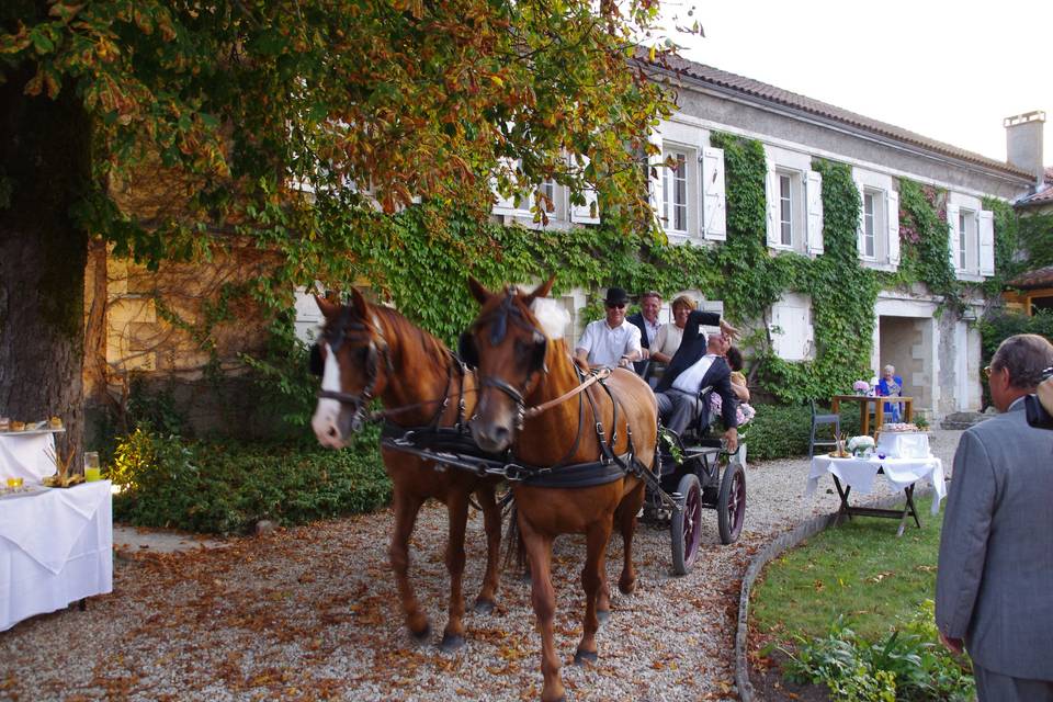 Arrivée en calèche