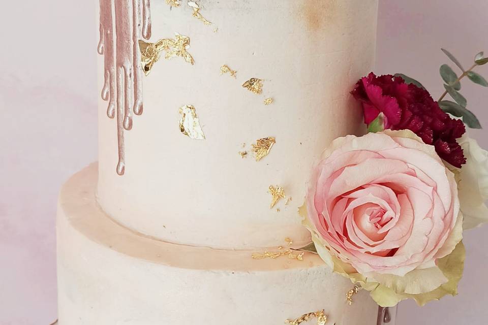 Wedding cake pink & gold