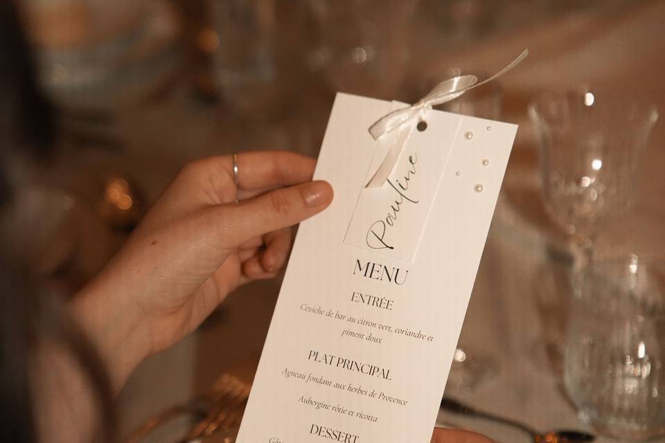 Menu perle