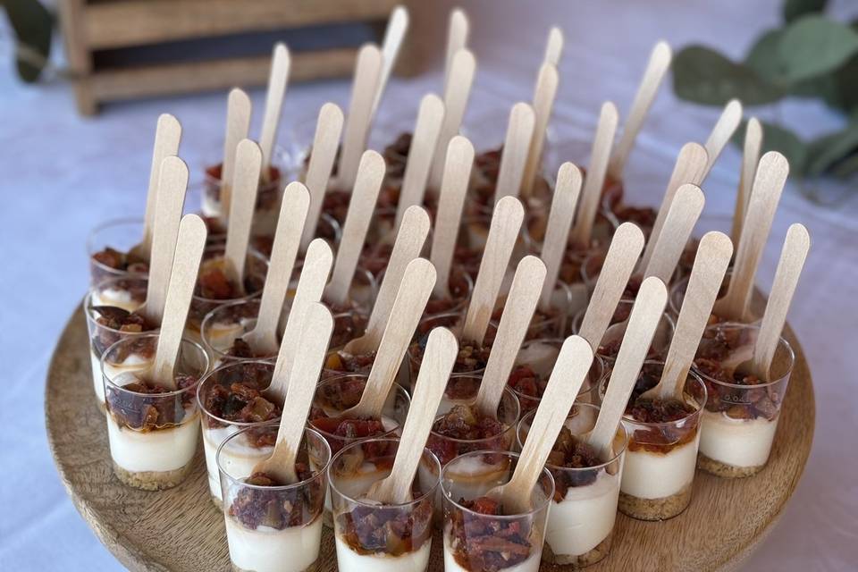 Verrine chèvre et antipasti