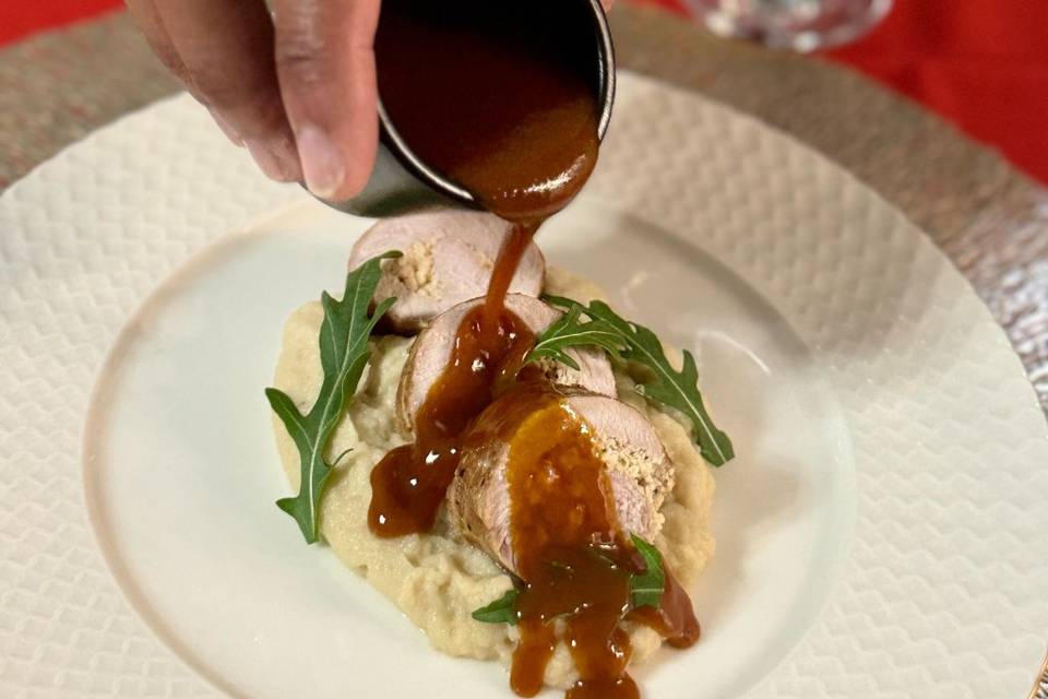 Veau farci aux gambas