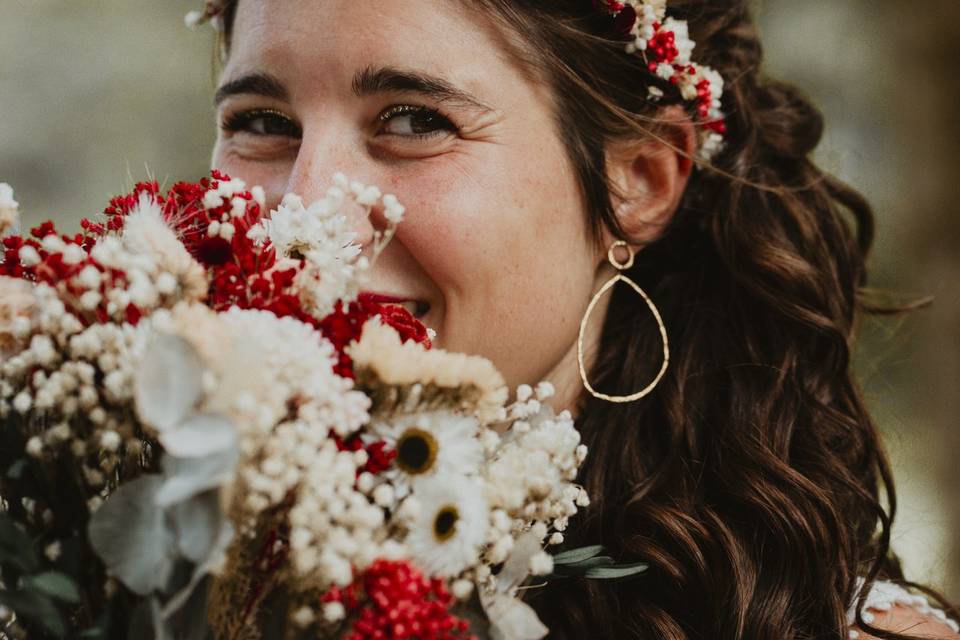 Bouquet et couronne de mariée