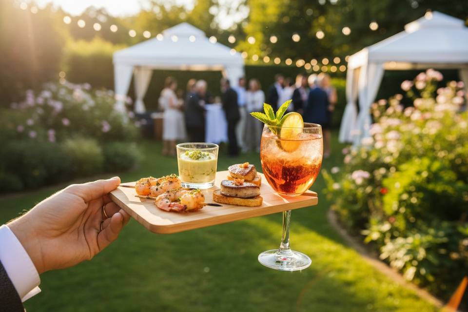 Planche cocktail avec verre