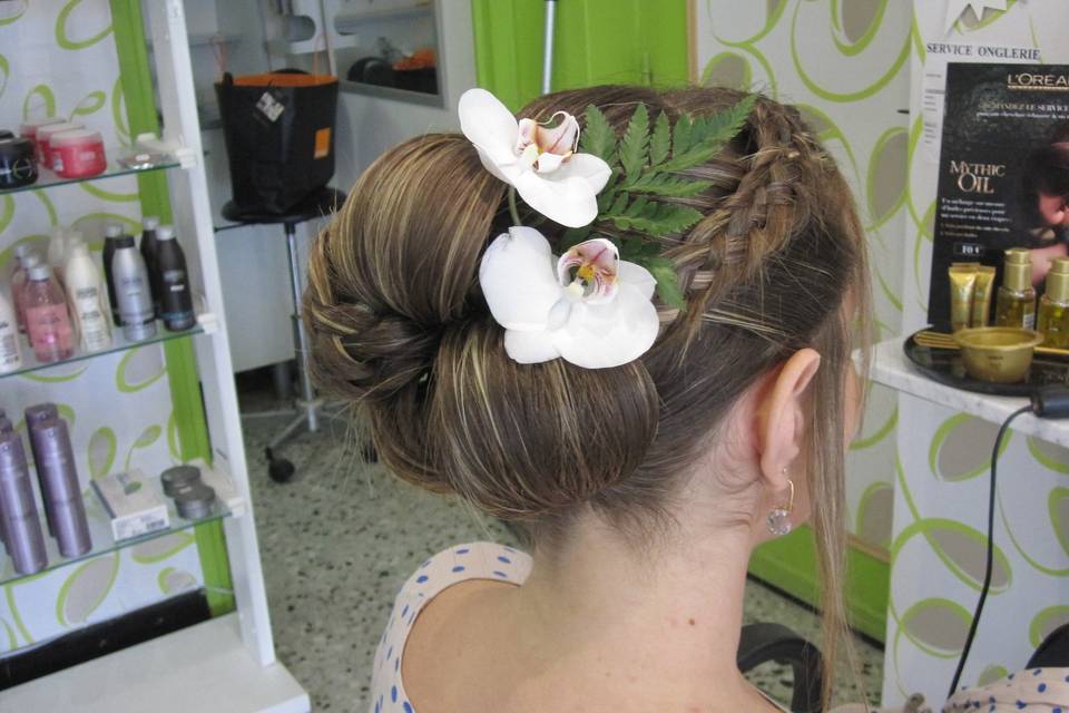 Essai chignon en salon