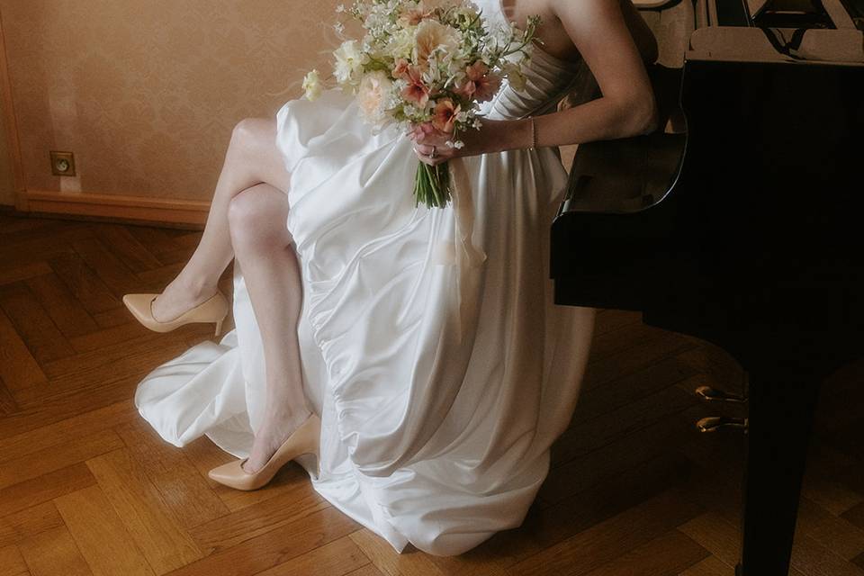 Mariée château piano
