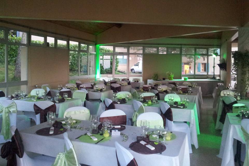 Eclairage en vert de la salle