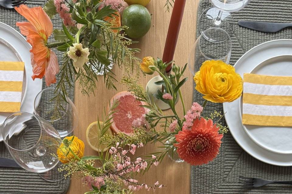 Table de soliflores et agrumes