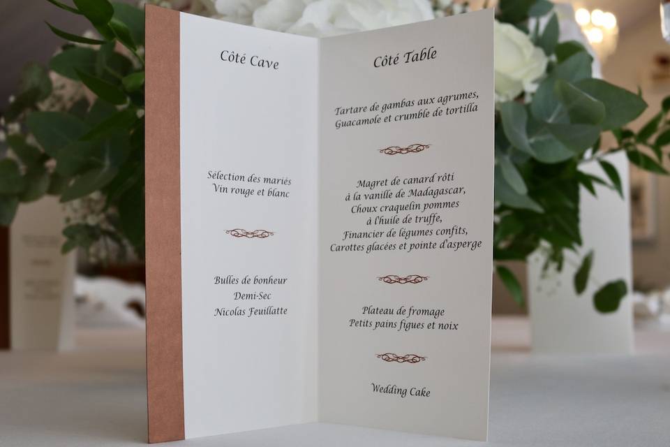 Carte de menu