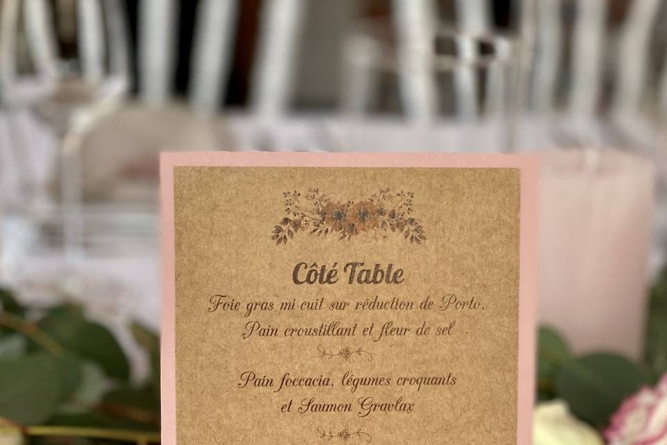 Carte de menu