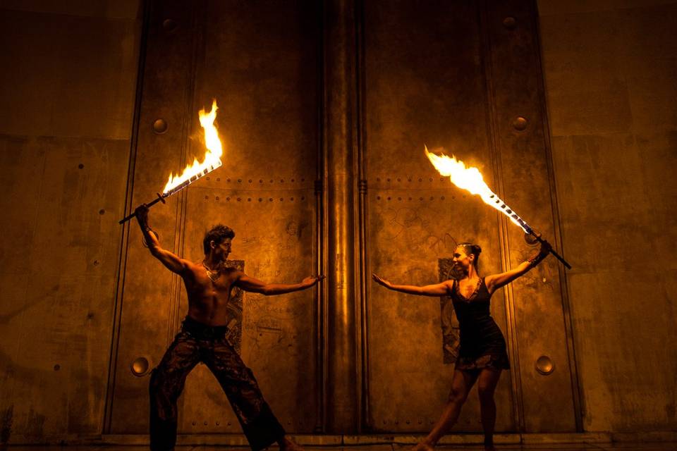 Spectacle de feu en duo