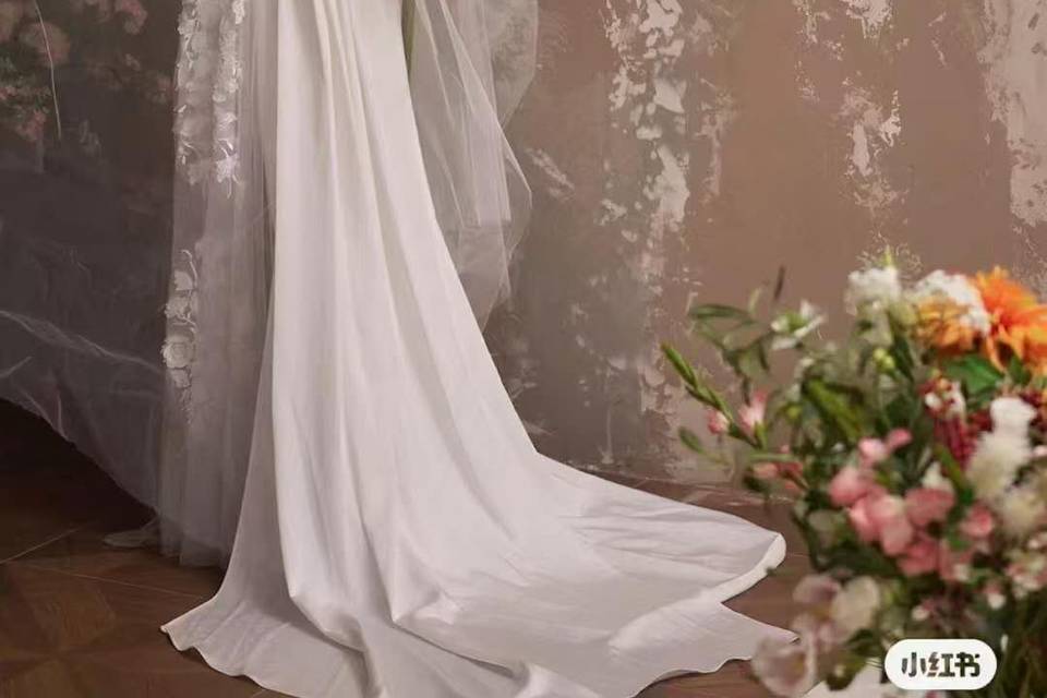 Robe boho satin/dentelle