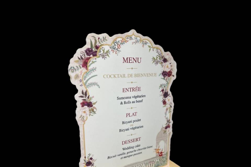 Menu avec socle en bois