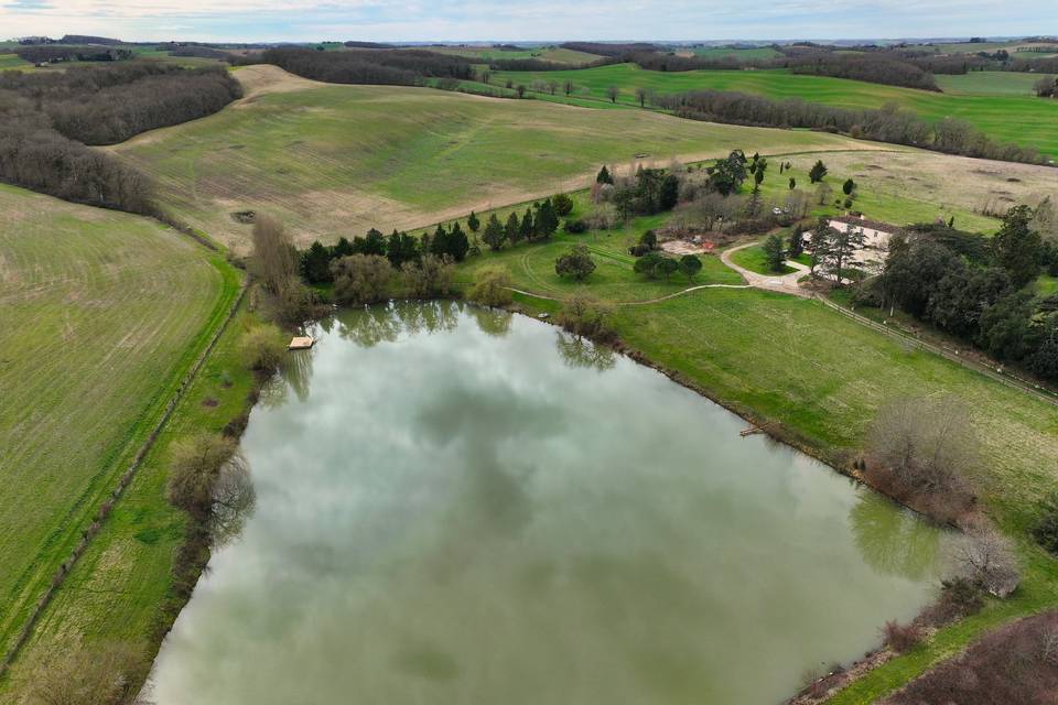 Vue du ciel lac privé