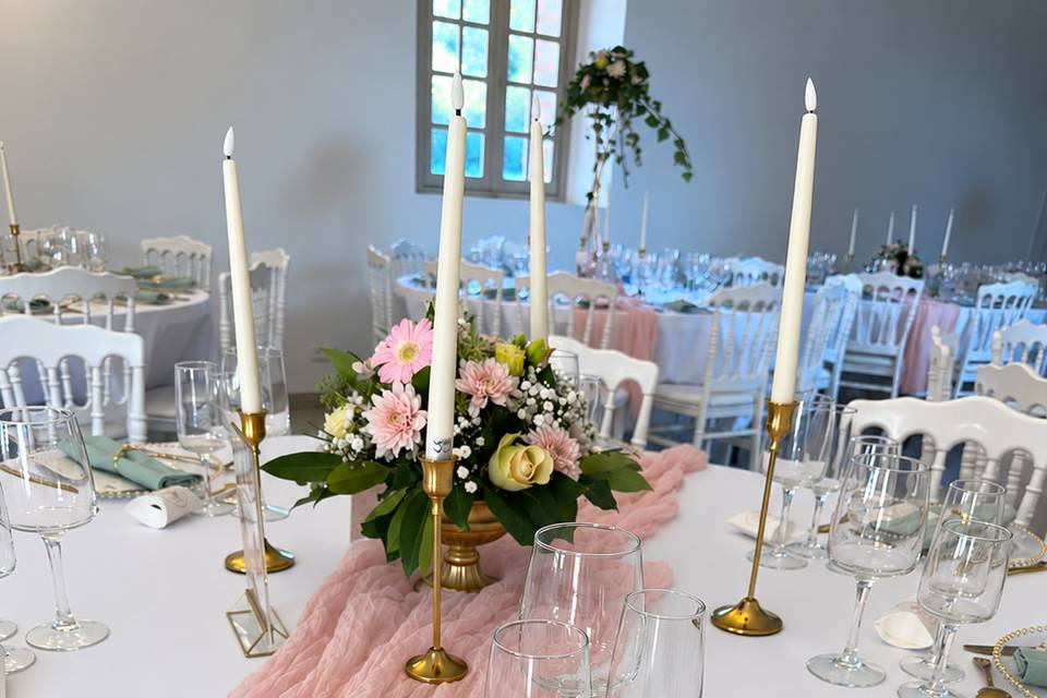 Rose poudré et vert sauge