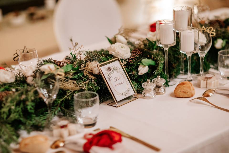 Centre de table mariage hiver