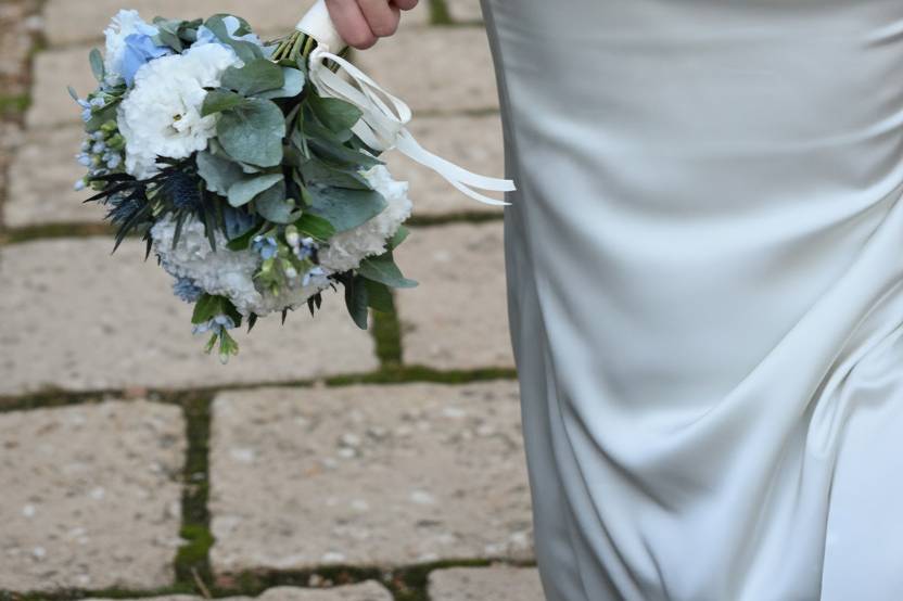 Bouquet mariée bleu et blanc