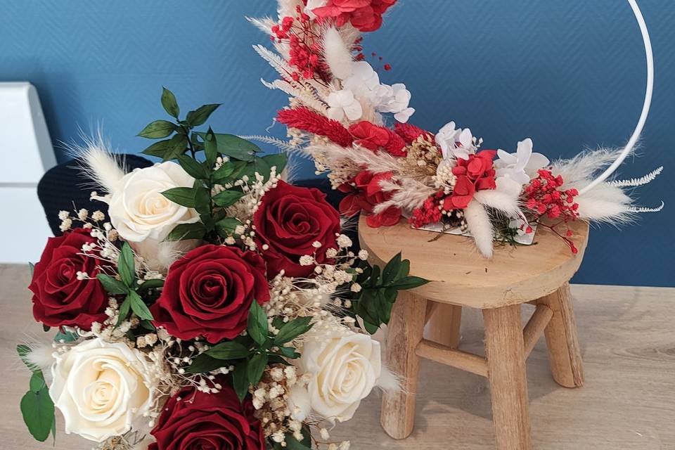 Bouquet de mariée et centre de table