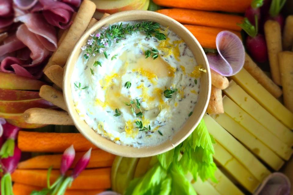 Dip de chèvre citron miel thym