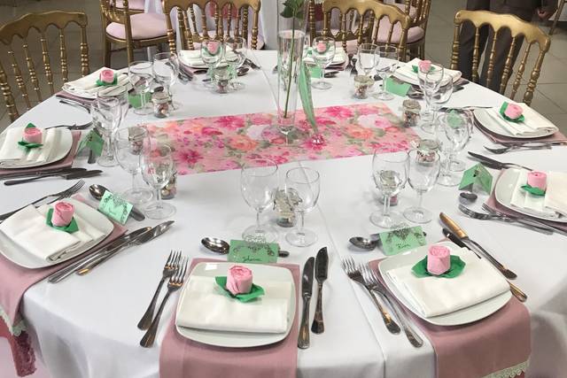 Déco rose pale et vert