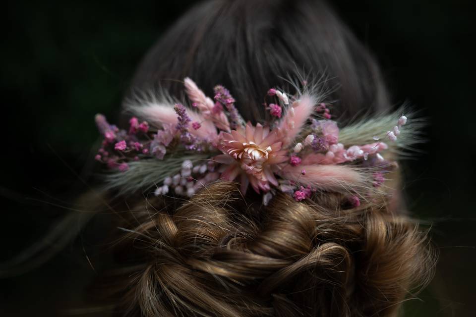 Peigne fleurs séchées