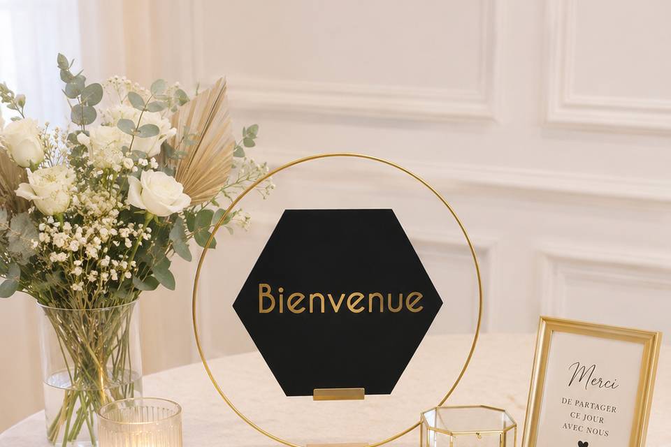 Bienvenue chic noir doré