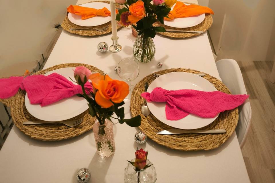 Table mariage coloré