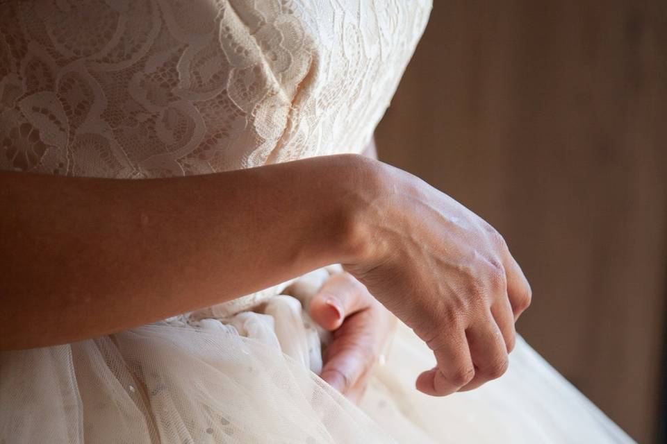 Détails du tulle beige