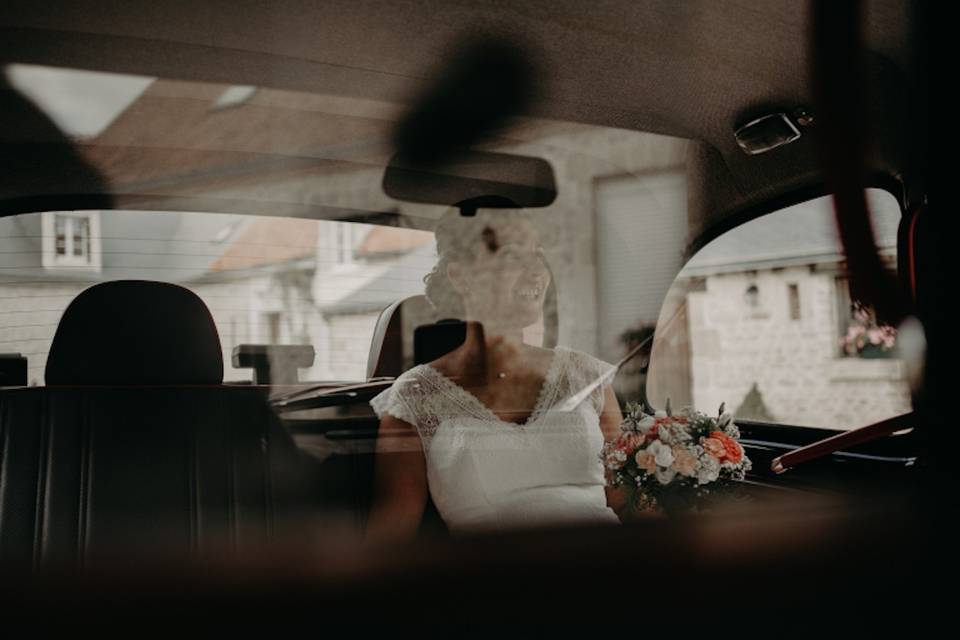 La mariée à bord du Black Cab