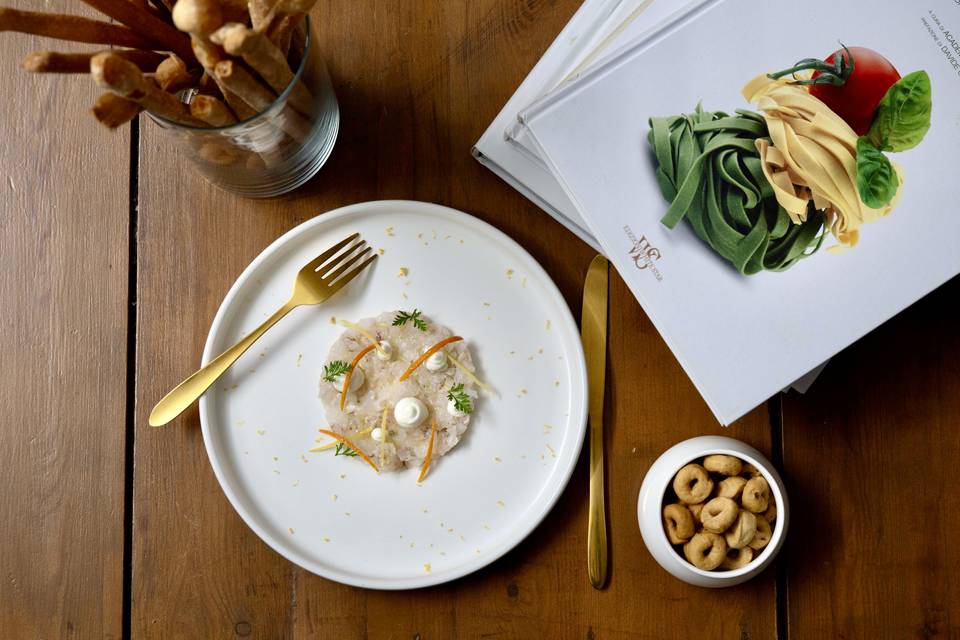 Tartare de scampis et burrata