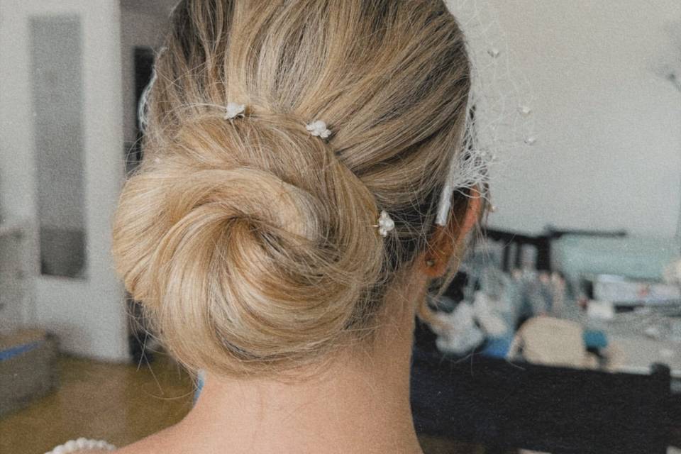 Chignon sur cheveux longs