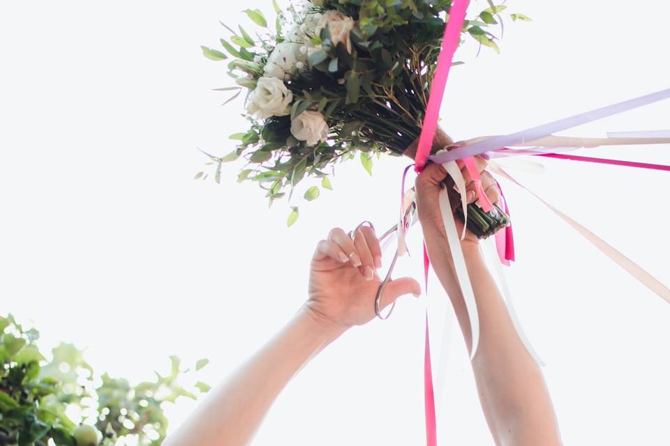 Bouquet de marié jeu du ruban