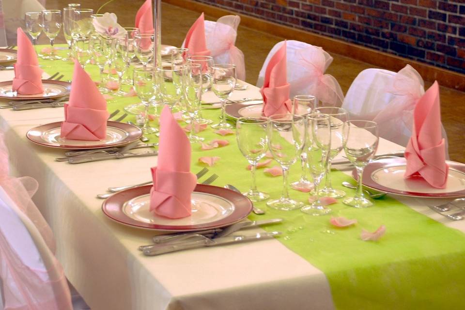 Mariage vert et rose