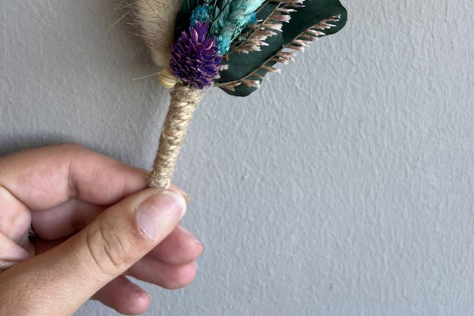 Boutonnière bleu turquoise