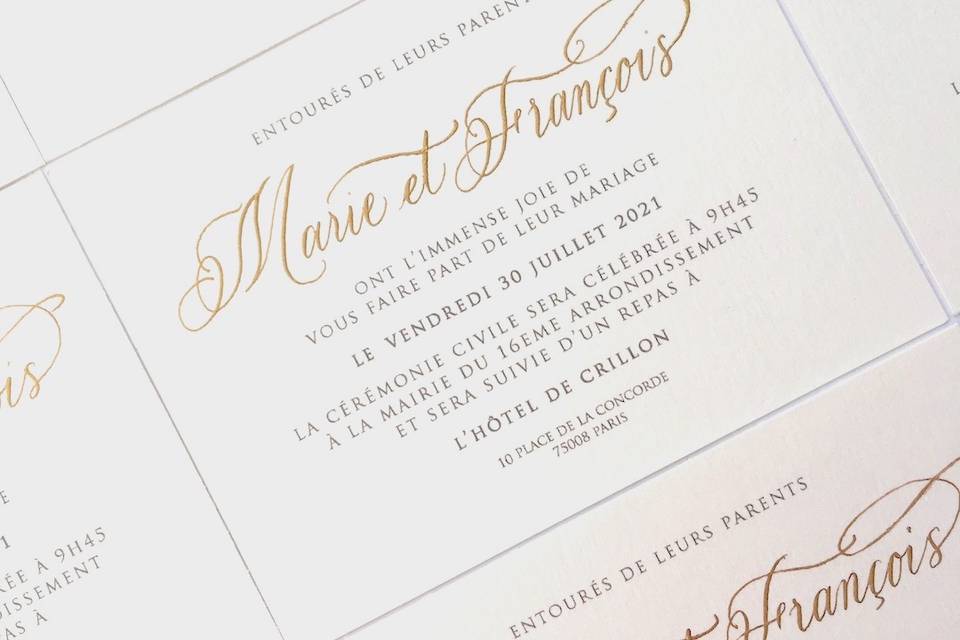 Calligraphie sur invitation