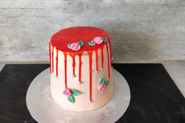 Drip cake passion mangue