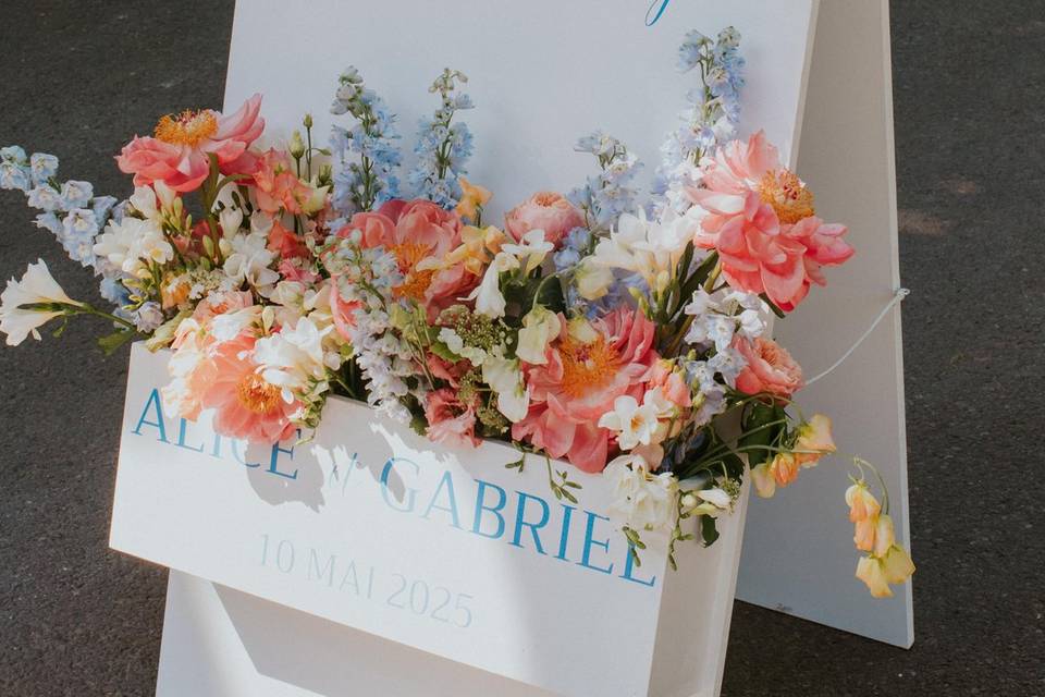 Panneau mariage fleuri