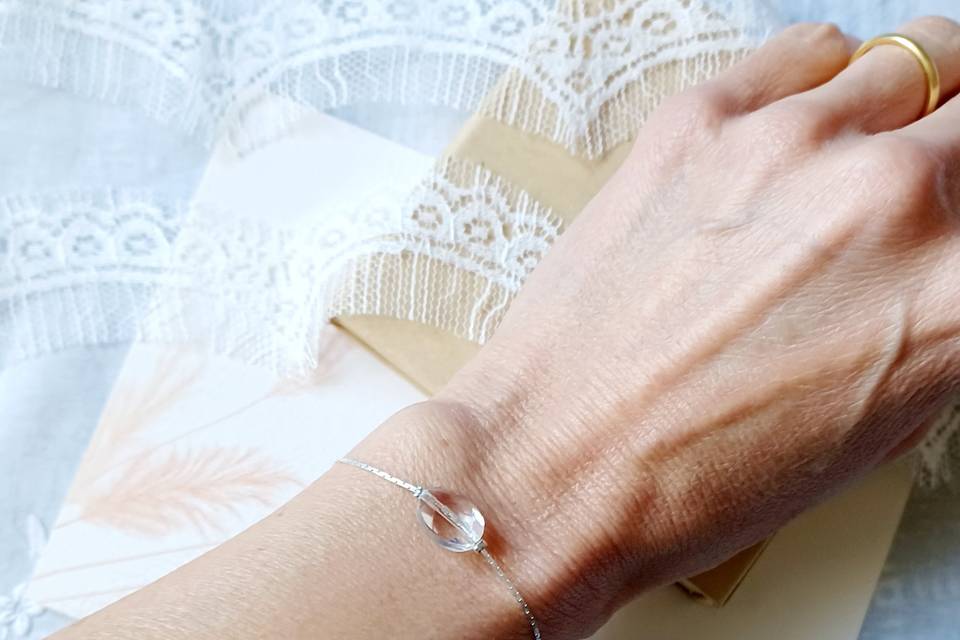 Bracelet argenté/ perle