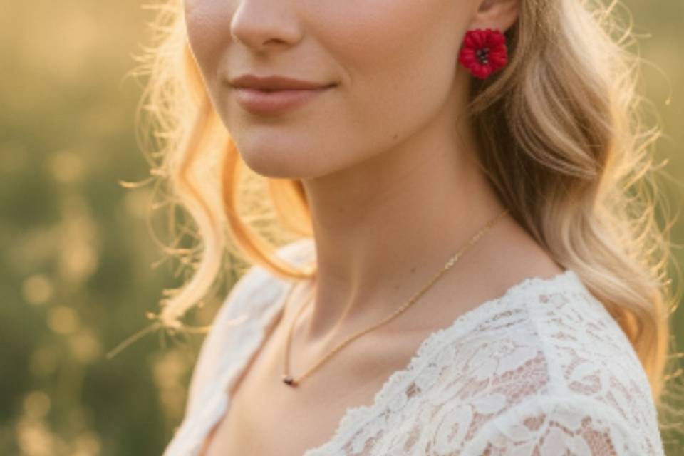 Boucles fleurs bordeaux