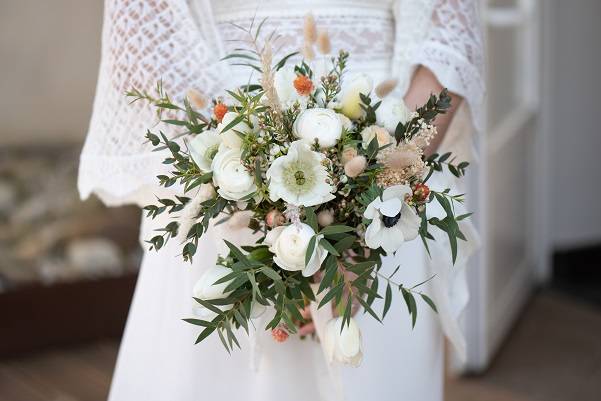 Bouquet de mariée anémones