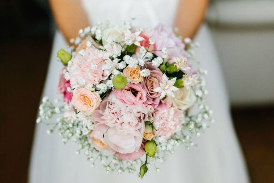 Bouquet de mariée camaieu rose