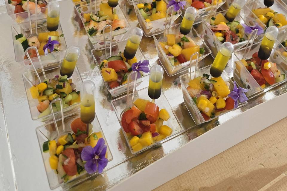 Verrines crevettes et mangue