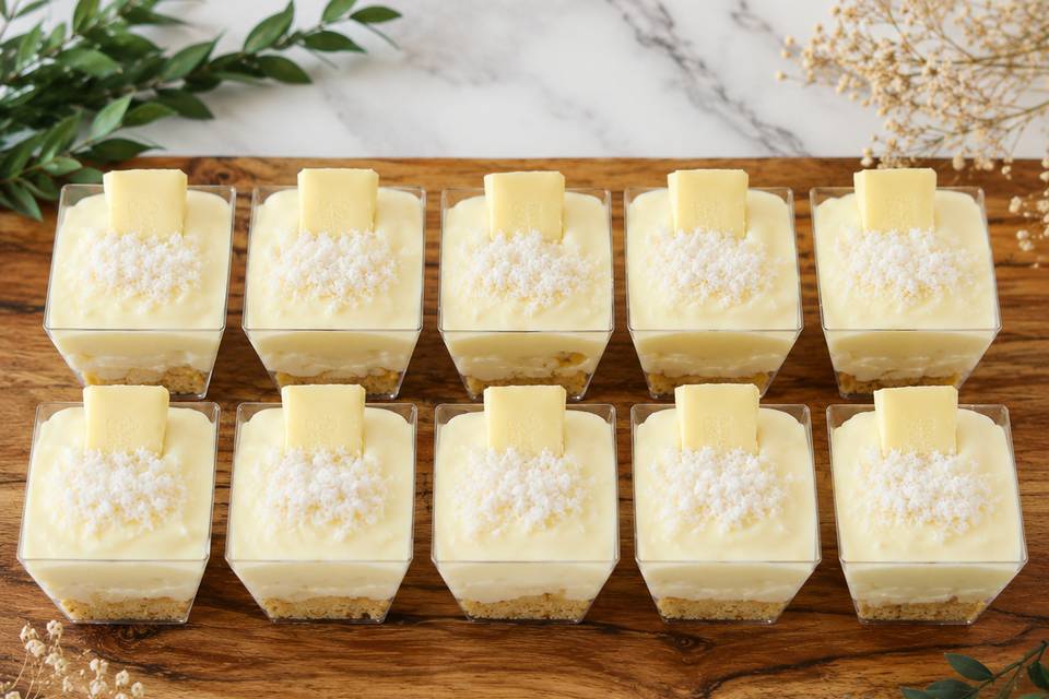 Verrines chocolat blanc coco