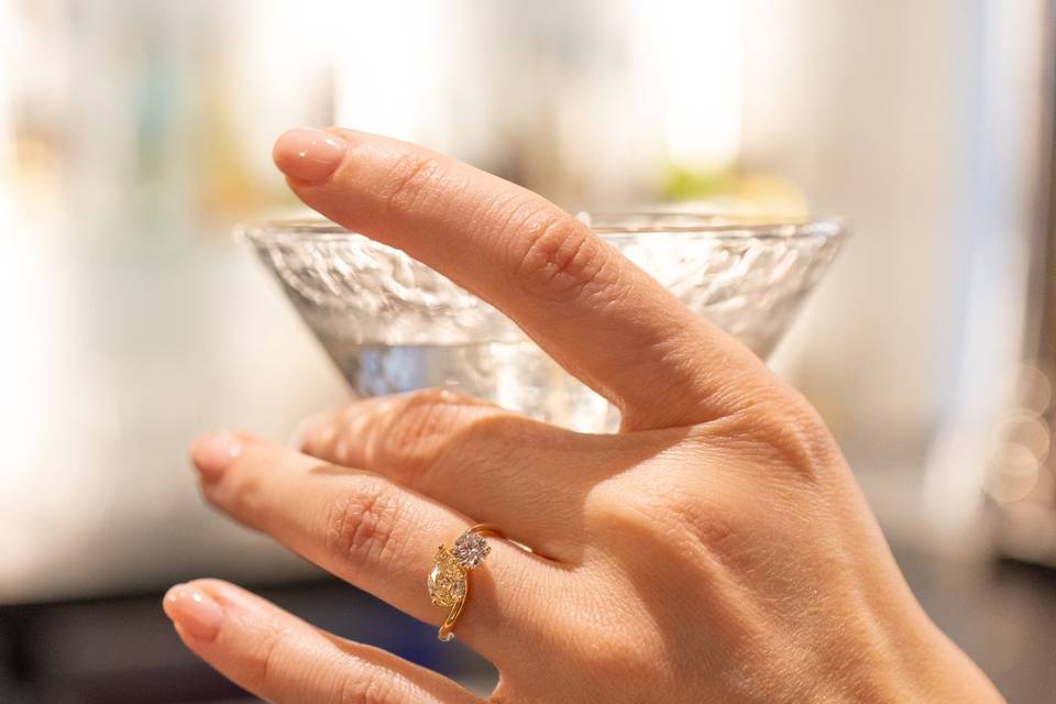 Bague diamant et or toi et moi