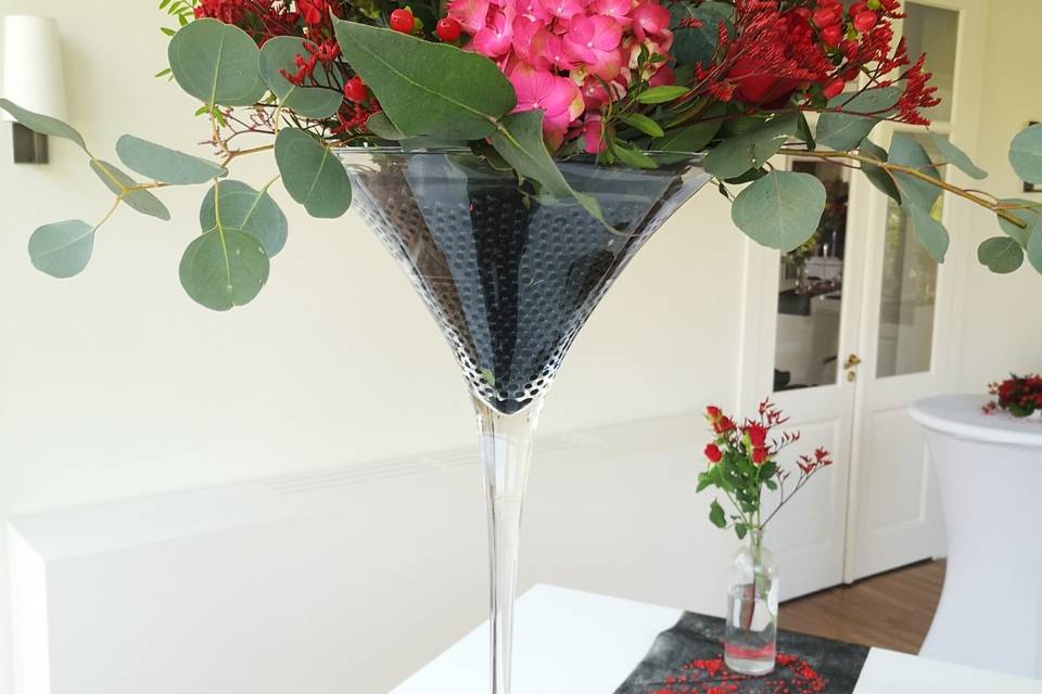 Vase martini rouge et noir