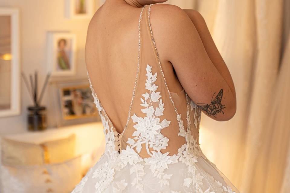 Robe de mariée longue en tulle