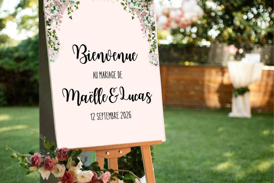 Panneau bienvenue Aquarelle