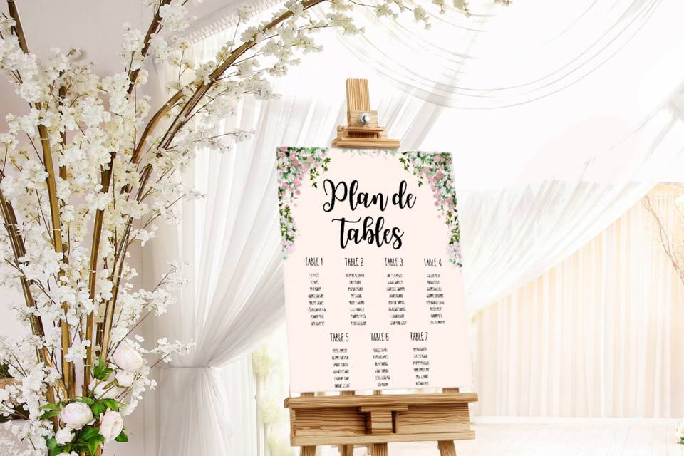 Plan de tables Aquarelle