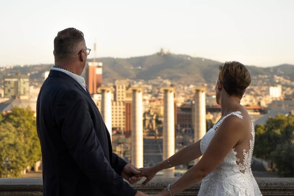 Vue sur Barcelone à la golden