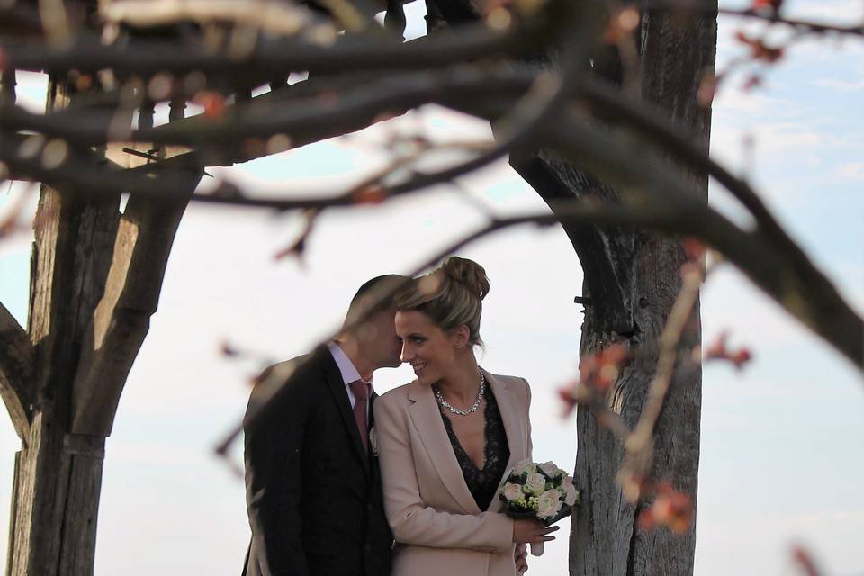 Pink and black wedding